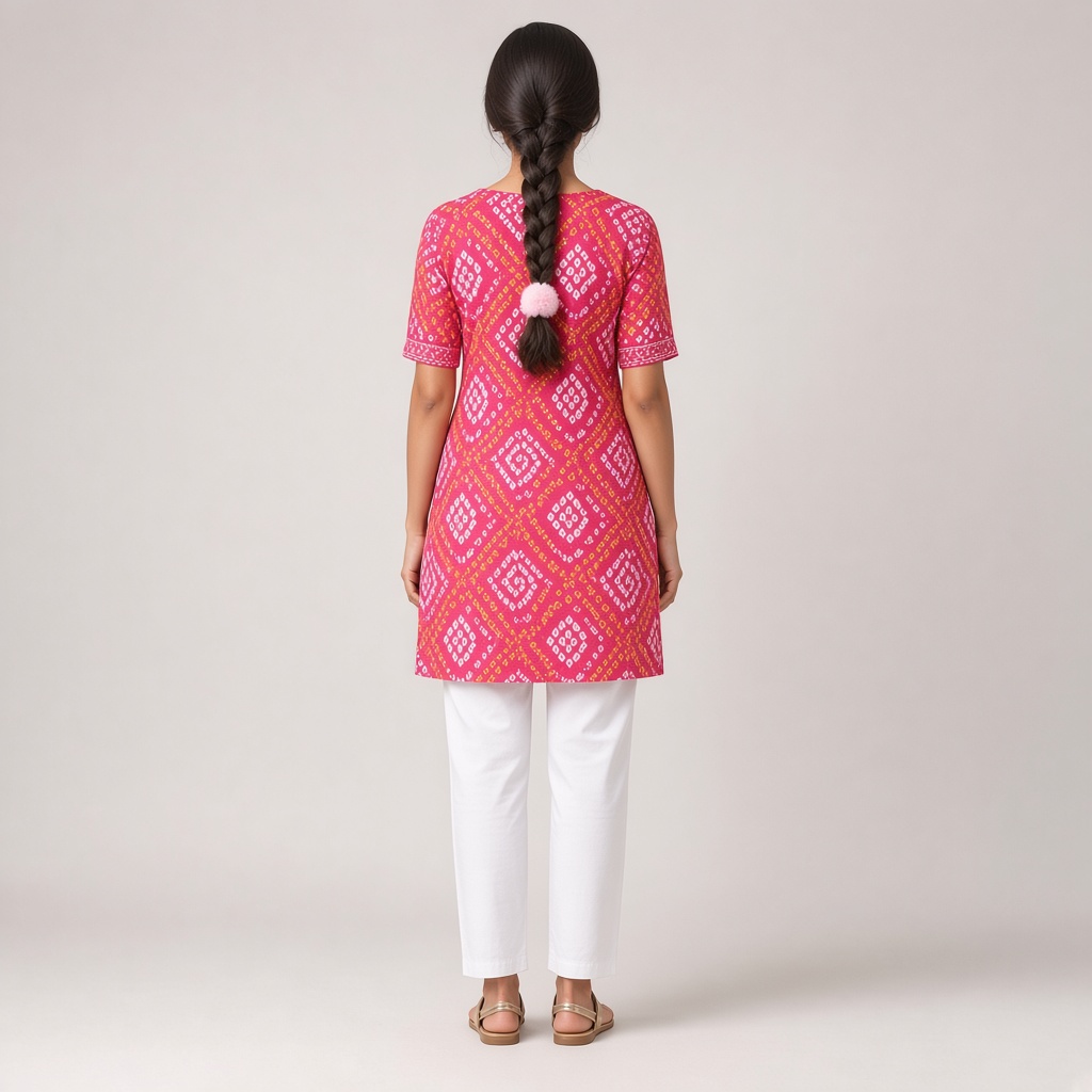 Rani Bandhani Print Kurti