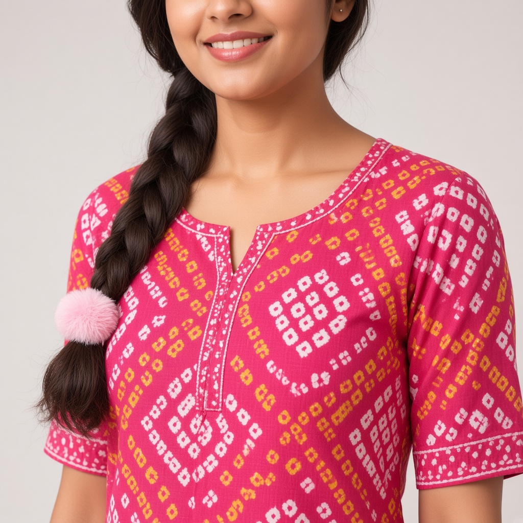 Rani Bandhani Print Kurti