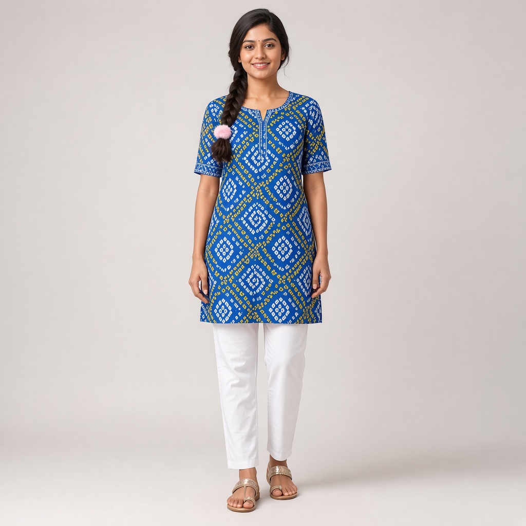 Rani Bandhani Print Kurti
