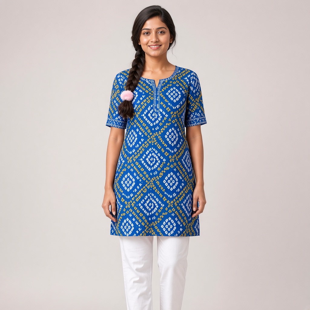 Rani Bandhani Print Kurti