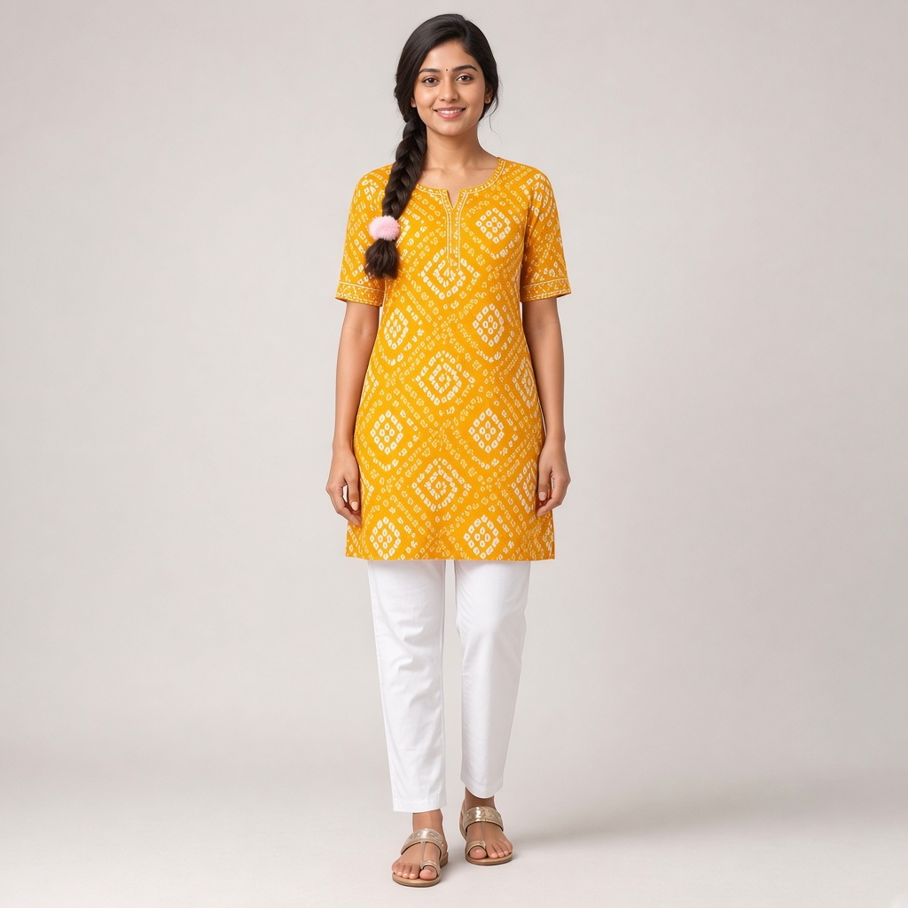 Rani Bandhani Print Kurti