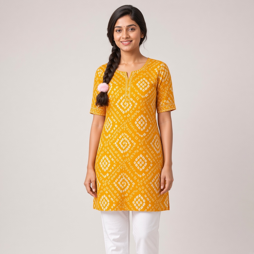 Rani Bandhani Print Kurti