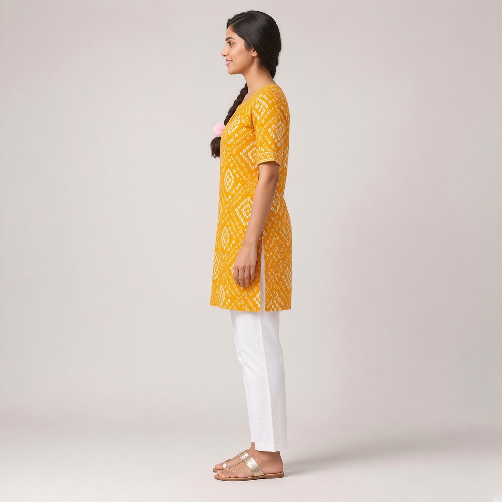 Rani Bandhani Print Kurti