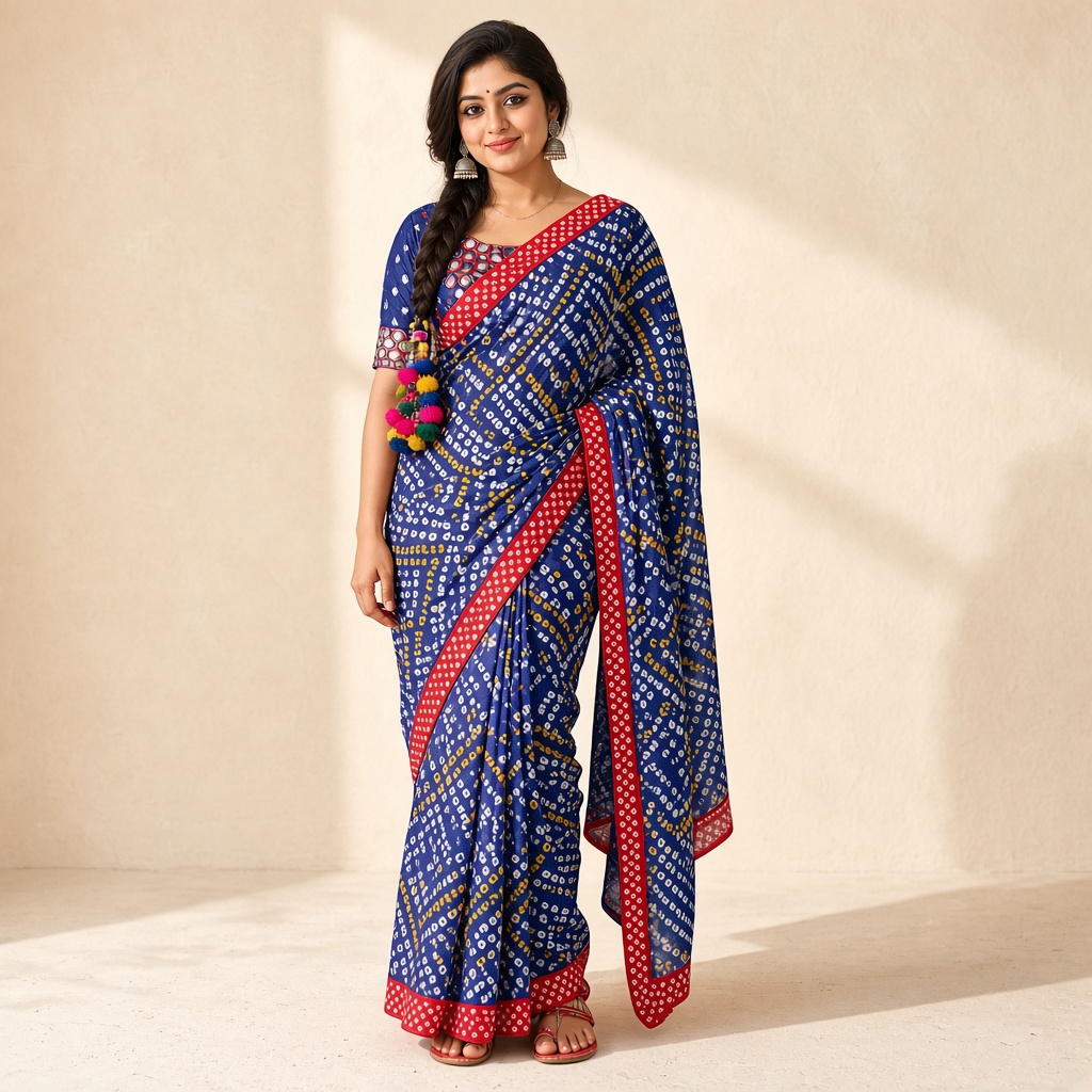 Rani Bandhani Tie-Dye Saree