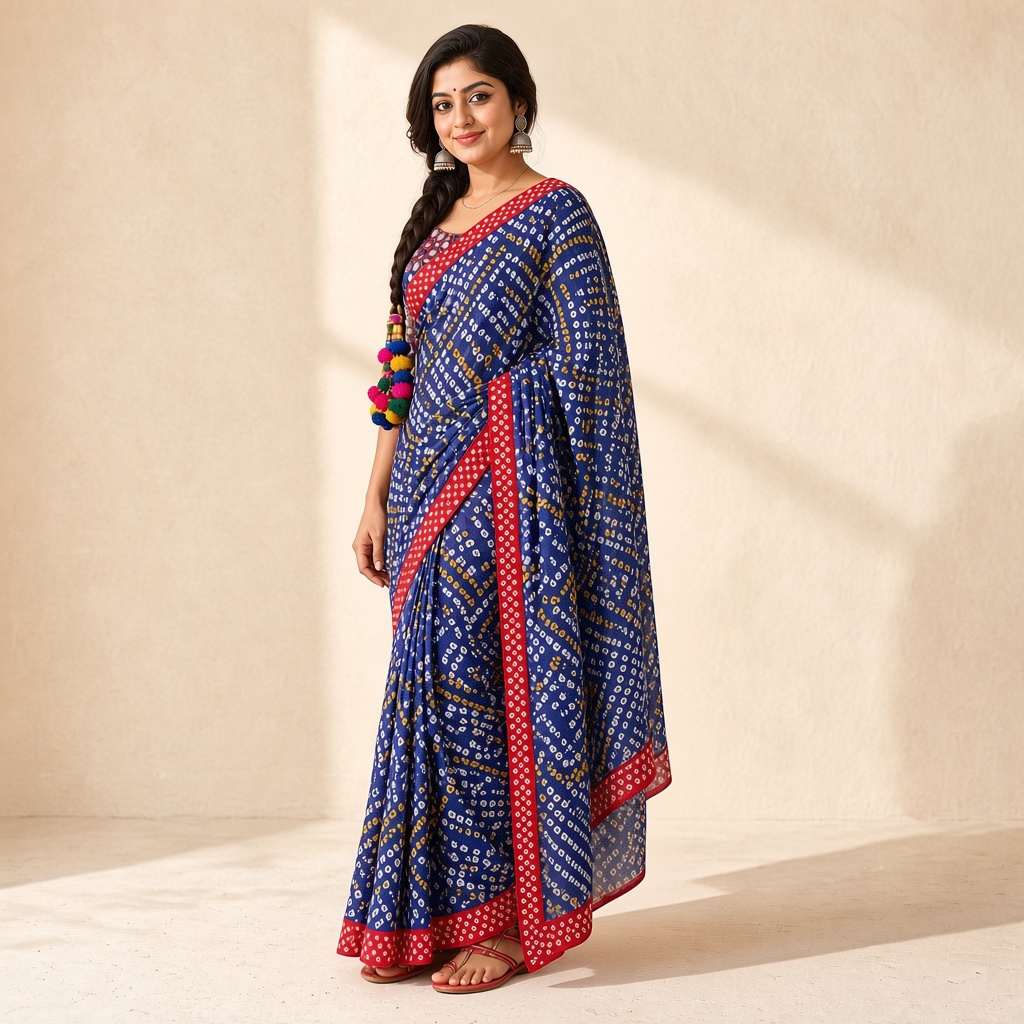 Rani Bandhani Tie-Dye Saree