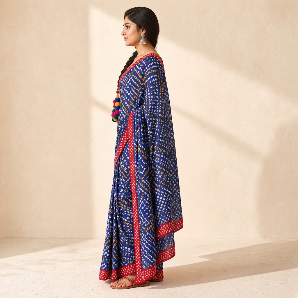 Rani Bandhani Tie-Dye Saree