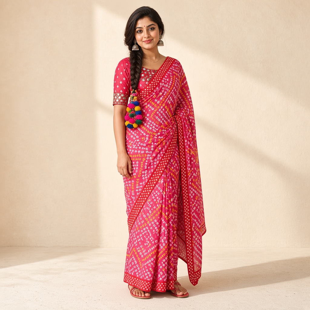 Rani Bandhani Tie-Dye Saree