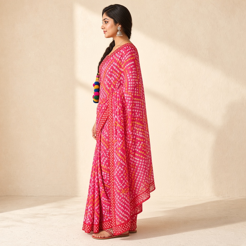 Rani Bandhani Tie-Dye Saree