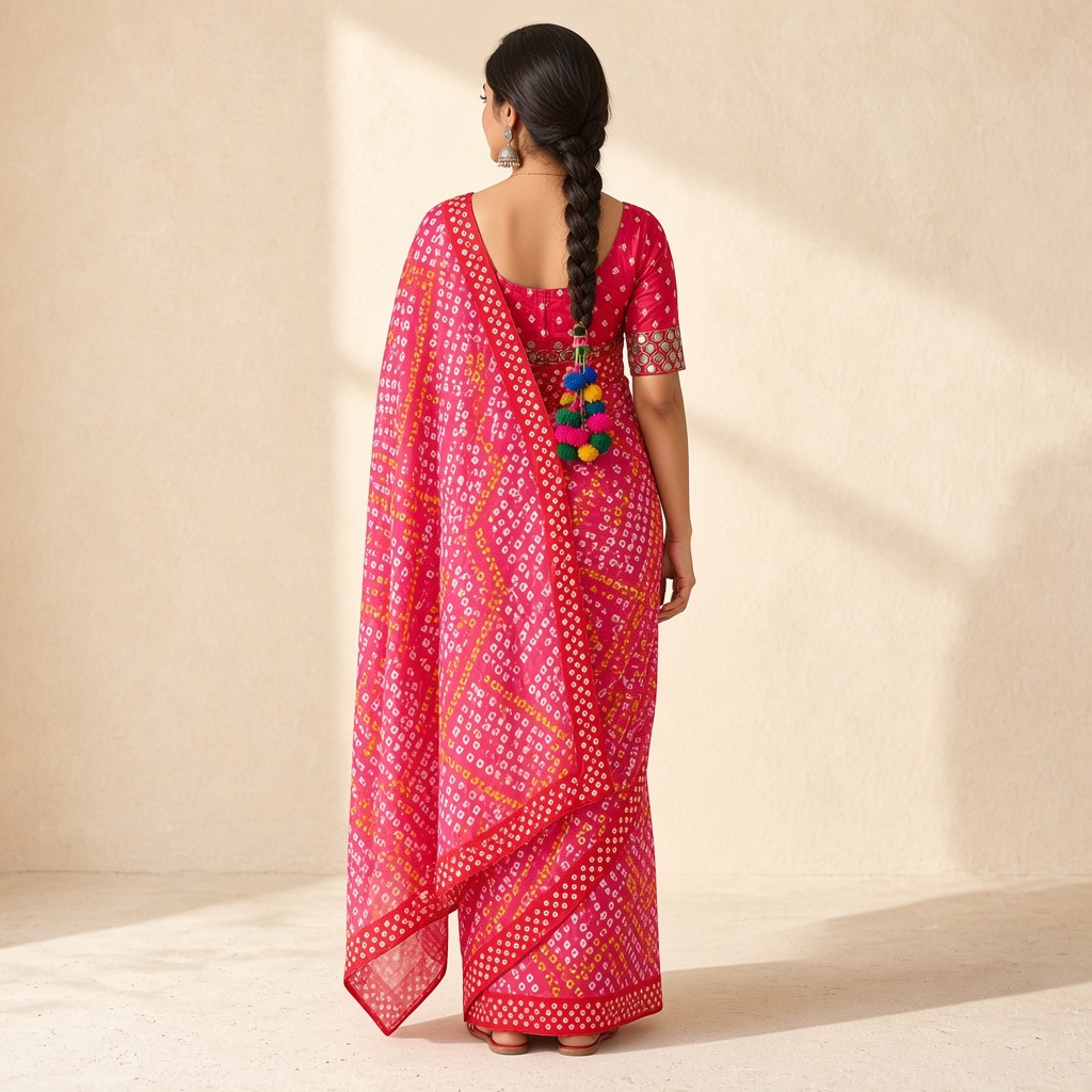 Rani Bandhani Tie-Dye Saree