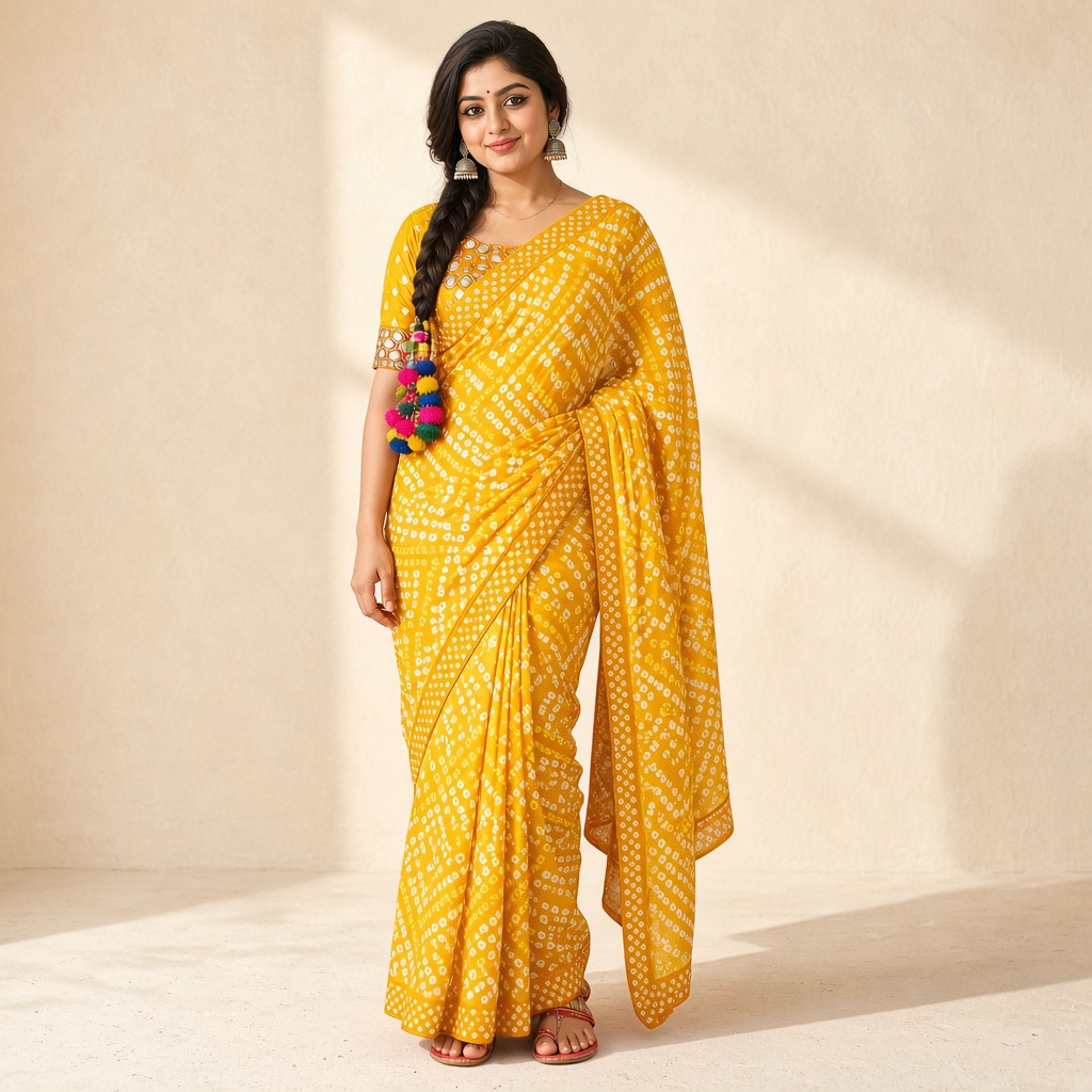 Rani Bandhani Tie-Dye Saree