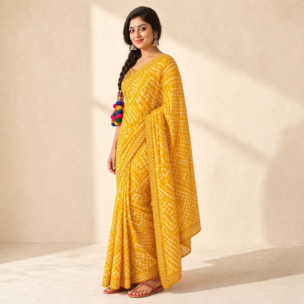 Rani Bandhani Tie-Dye Saree