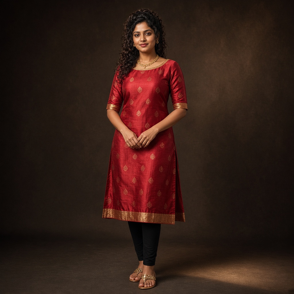 Red Silk Festive Kurti