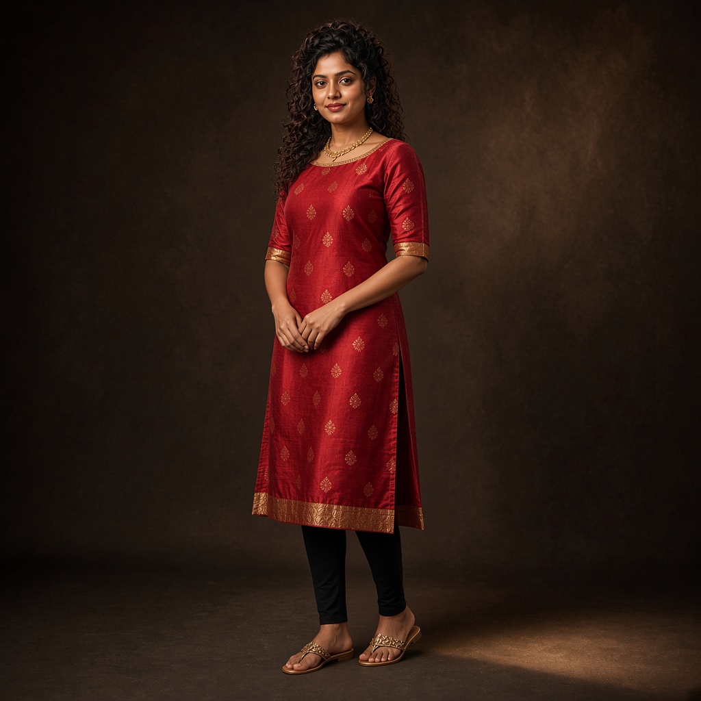 Red Silk Festive Kurti