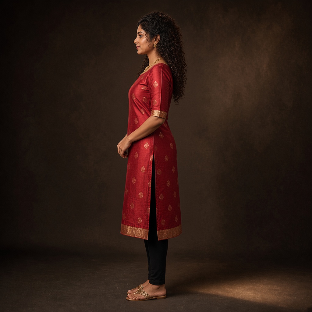 Red Silk Festive Kurti