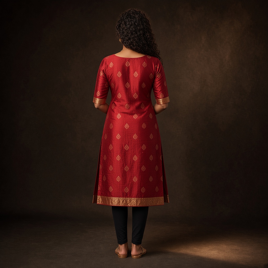 Red Silk Festive Kurti