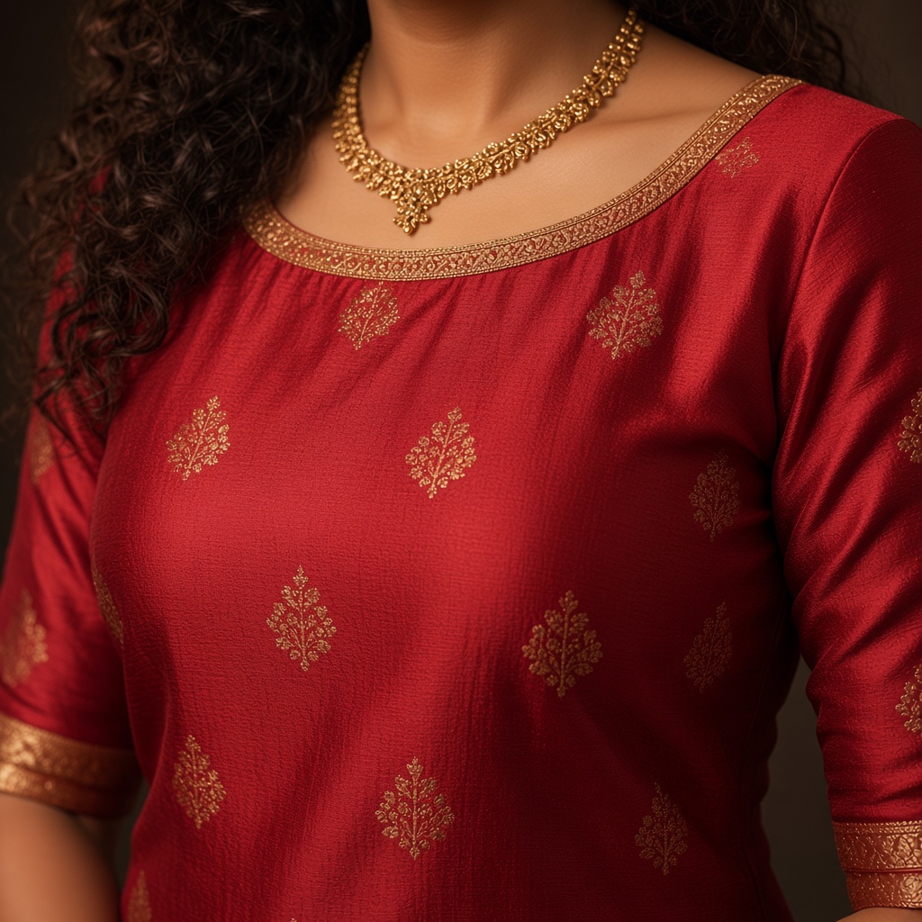 Red Silk Festive Kurti