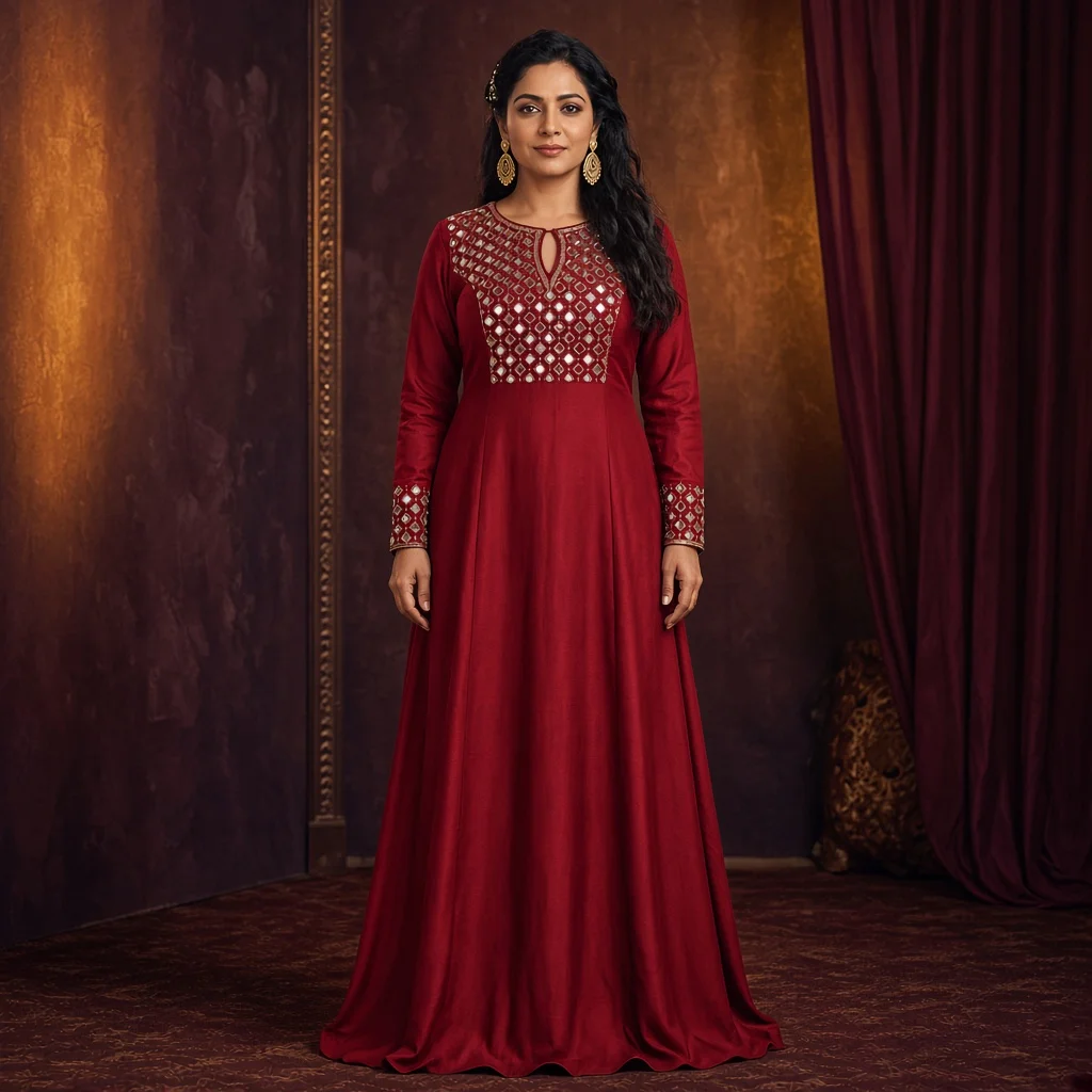 Royal Blue Mirror-Work Gown