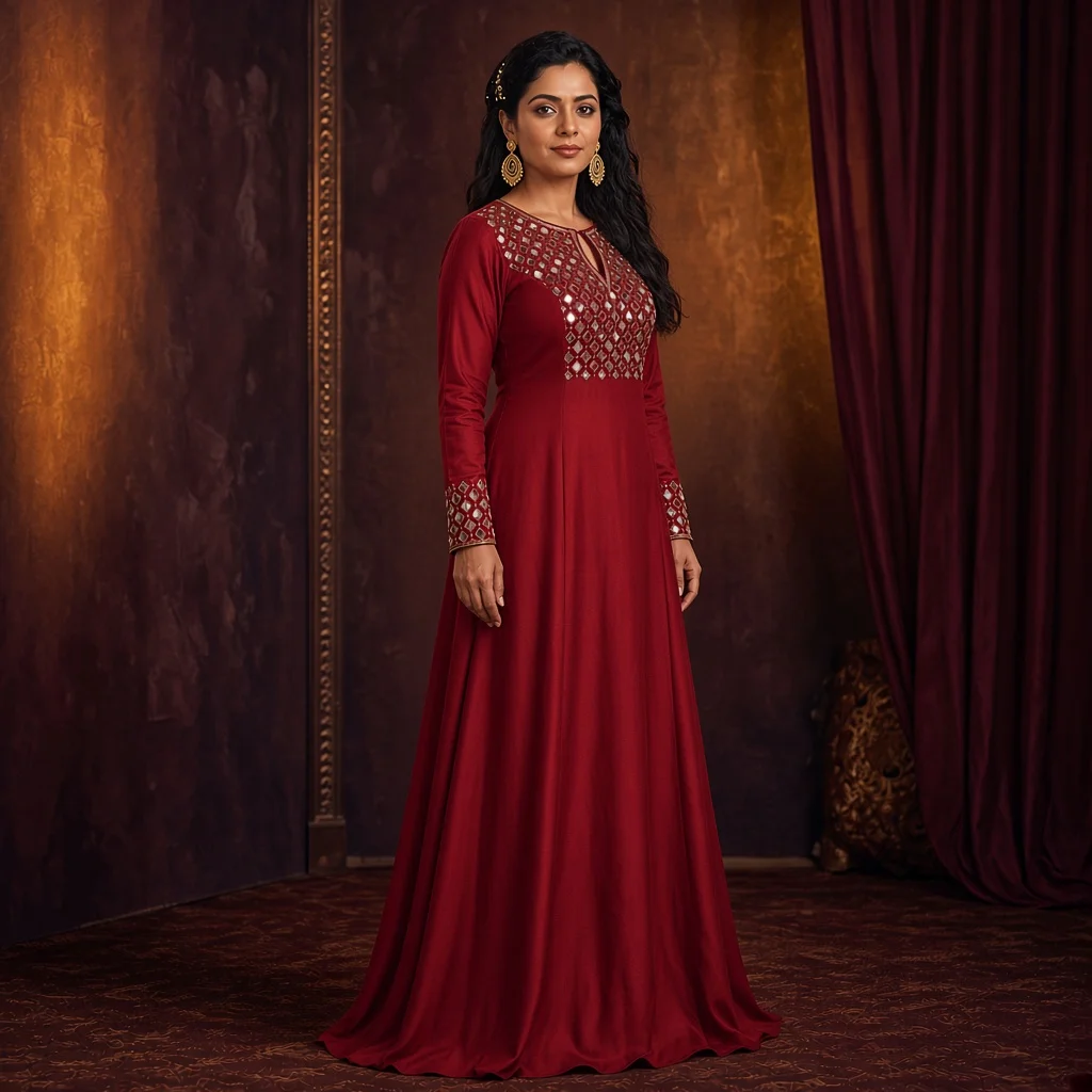 Royal Blue Mirror-Work Gown