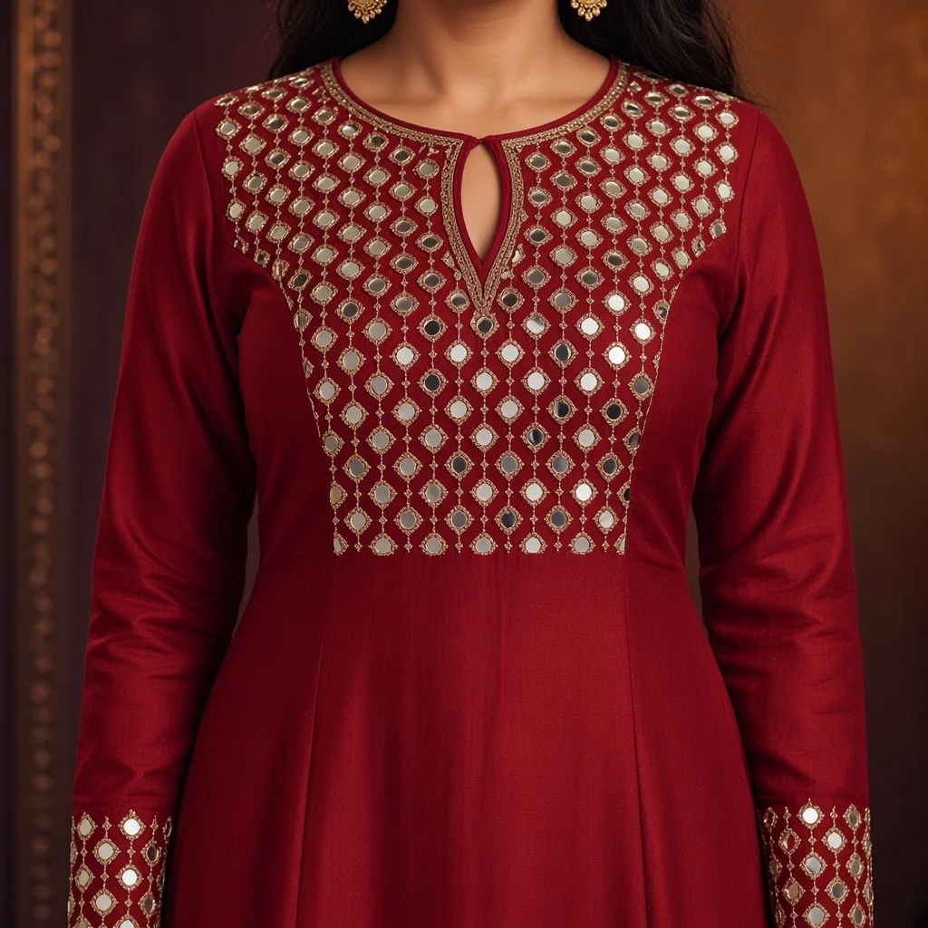 Royal Blue Mirror-Work Gown