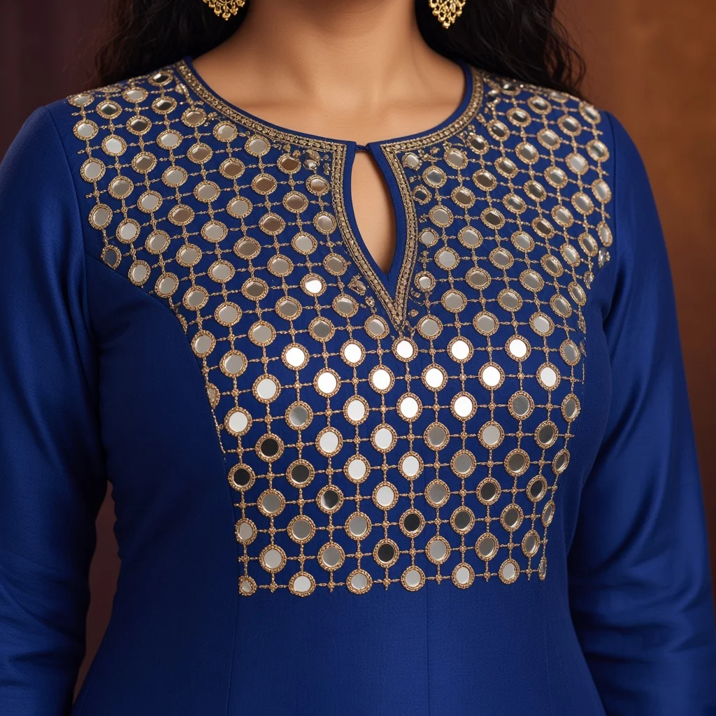 Royal Blue Mirror-Work Gown