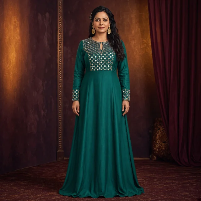 Royal Blue Mirror-Work Gown thumbnail