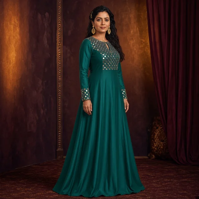 Royal Blue Mirror-Work Gown thumbnail