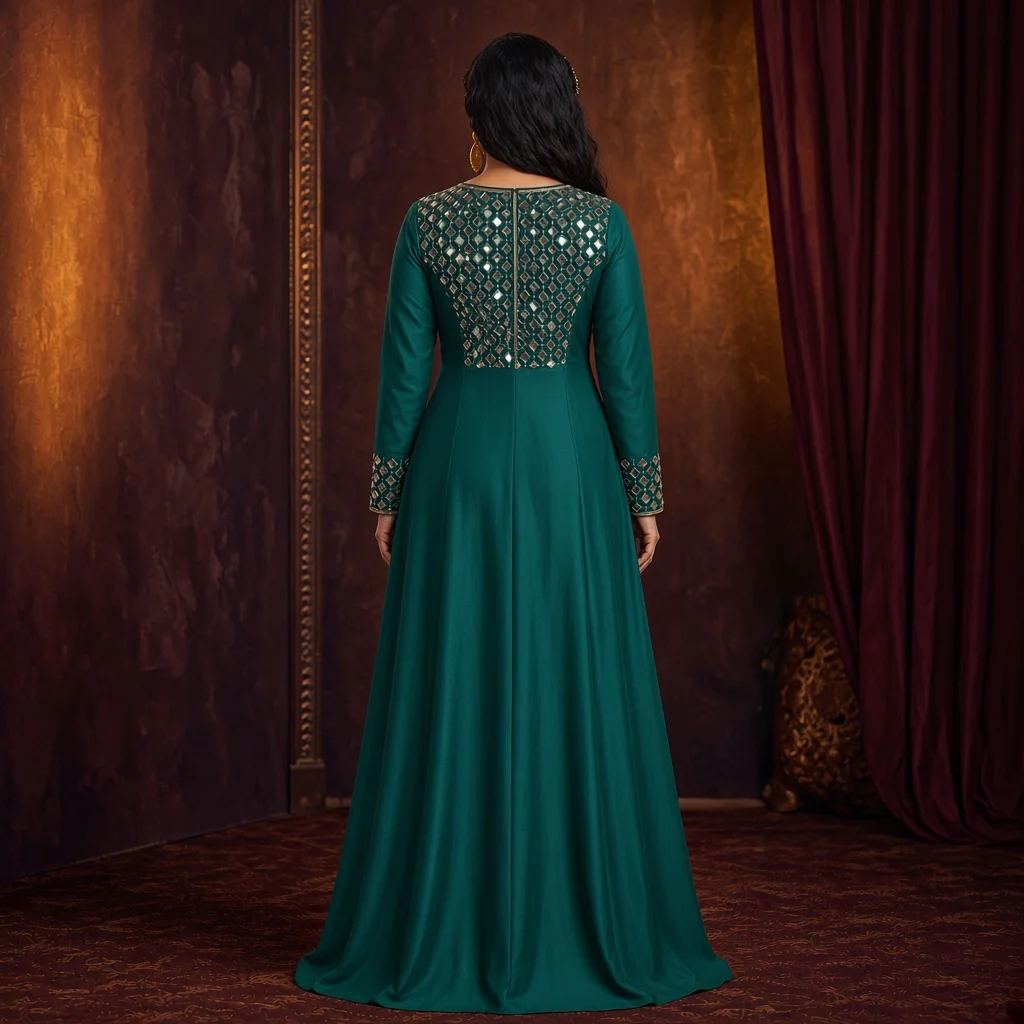 Royal Blue Mirror-Work Gown