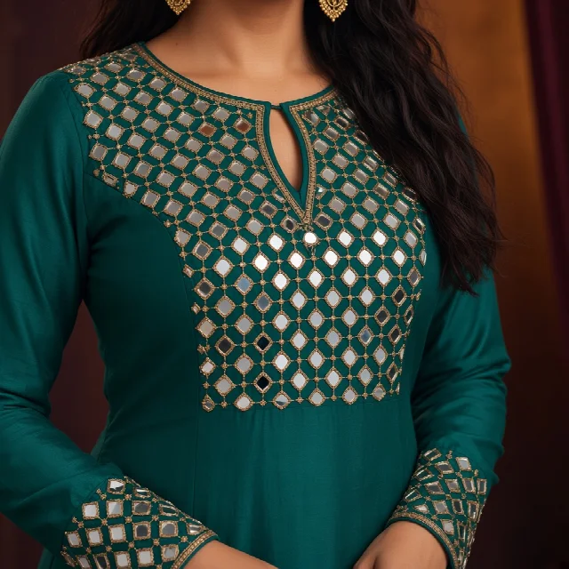 Royal Blue Mirror-Work Gown thumbnail
