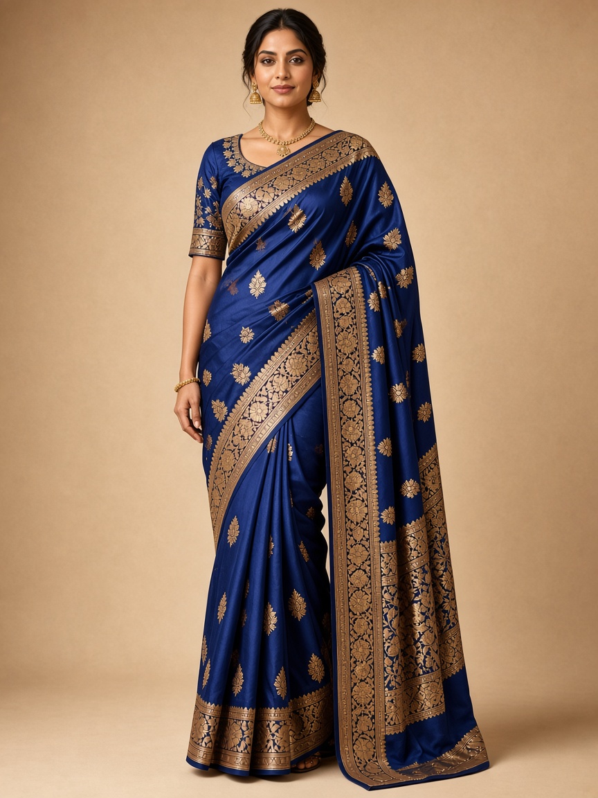 Royal Floral Embroidered Designer Saree