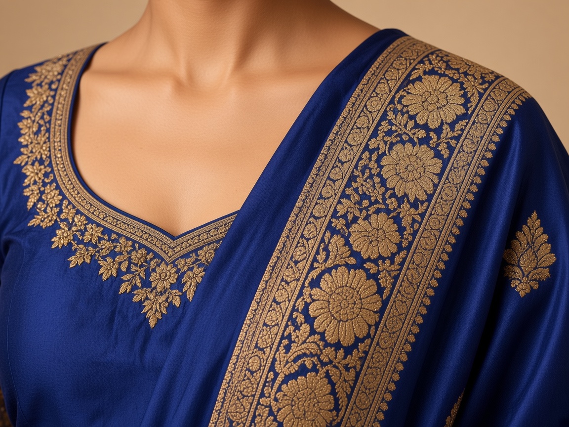 Royal Floral Embroidered Designer Saree
