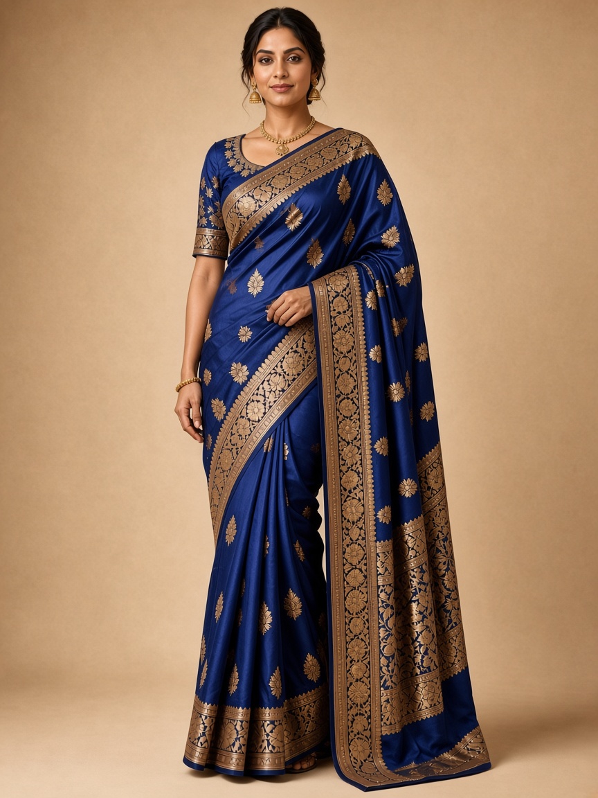 Royal Floral Embroidered Designer Saree