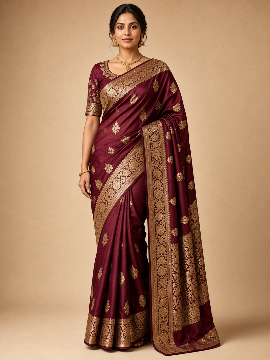 Royal Floral Embroidered Designer Saree