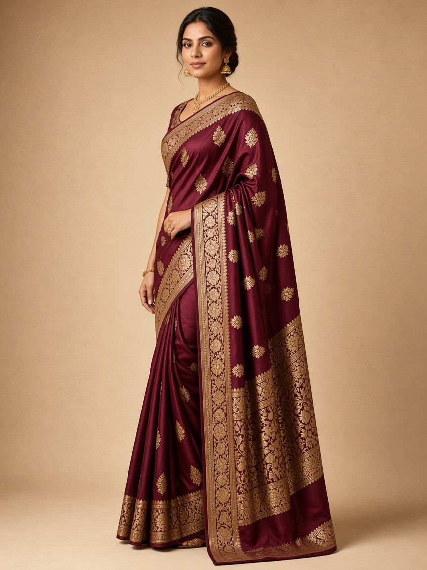 Royal Floral Embroidered Designer Saree