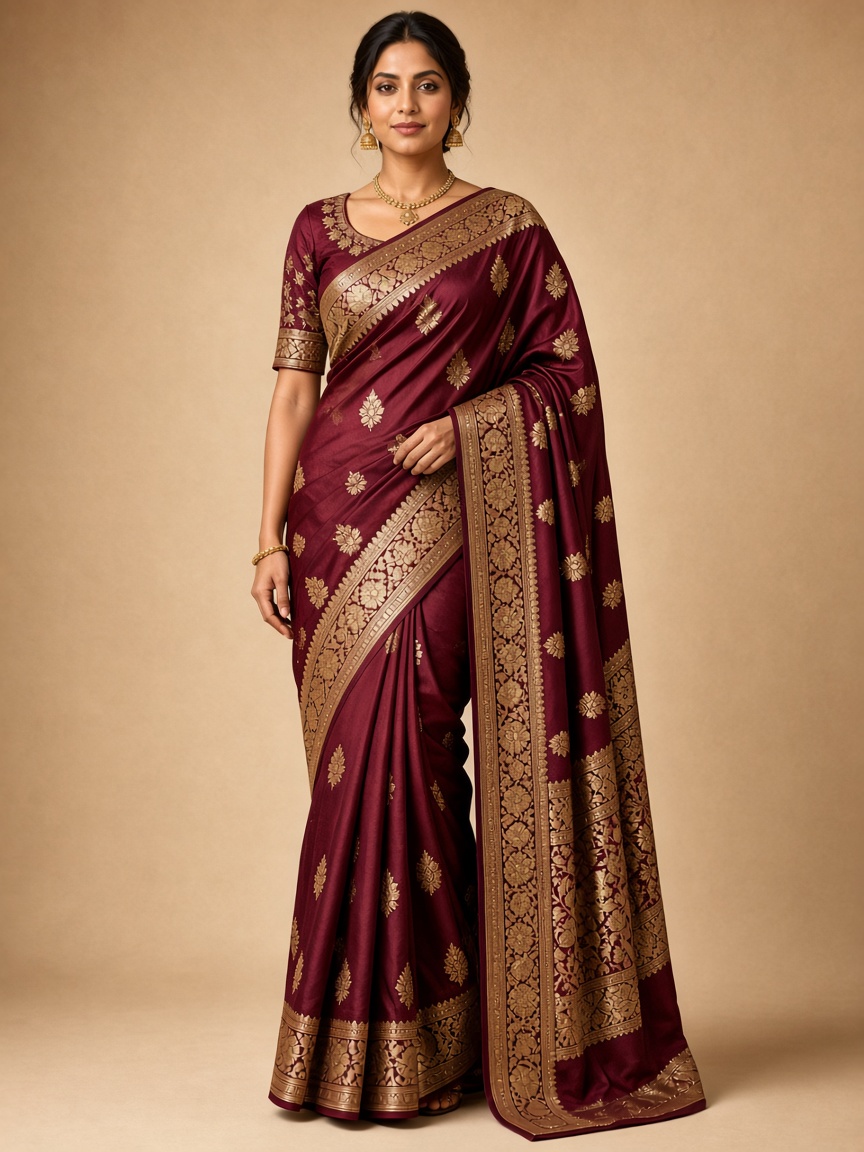 Royal Floral Embroidered Designer Saree