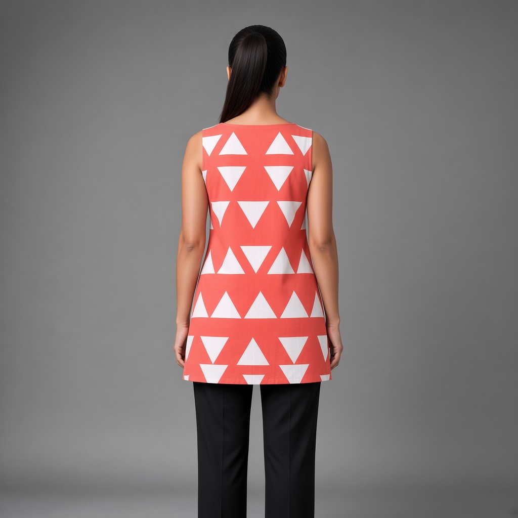 Short Geometric Boat-Neck Kurti