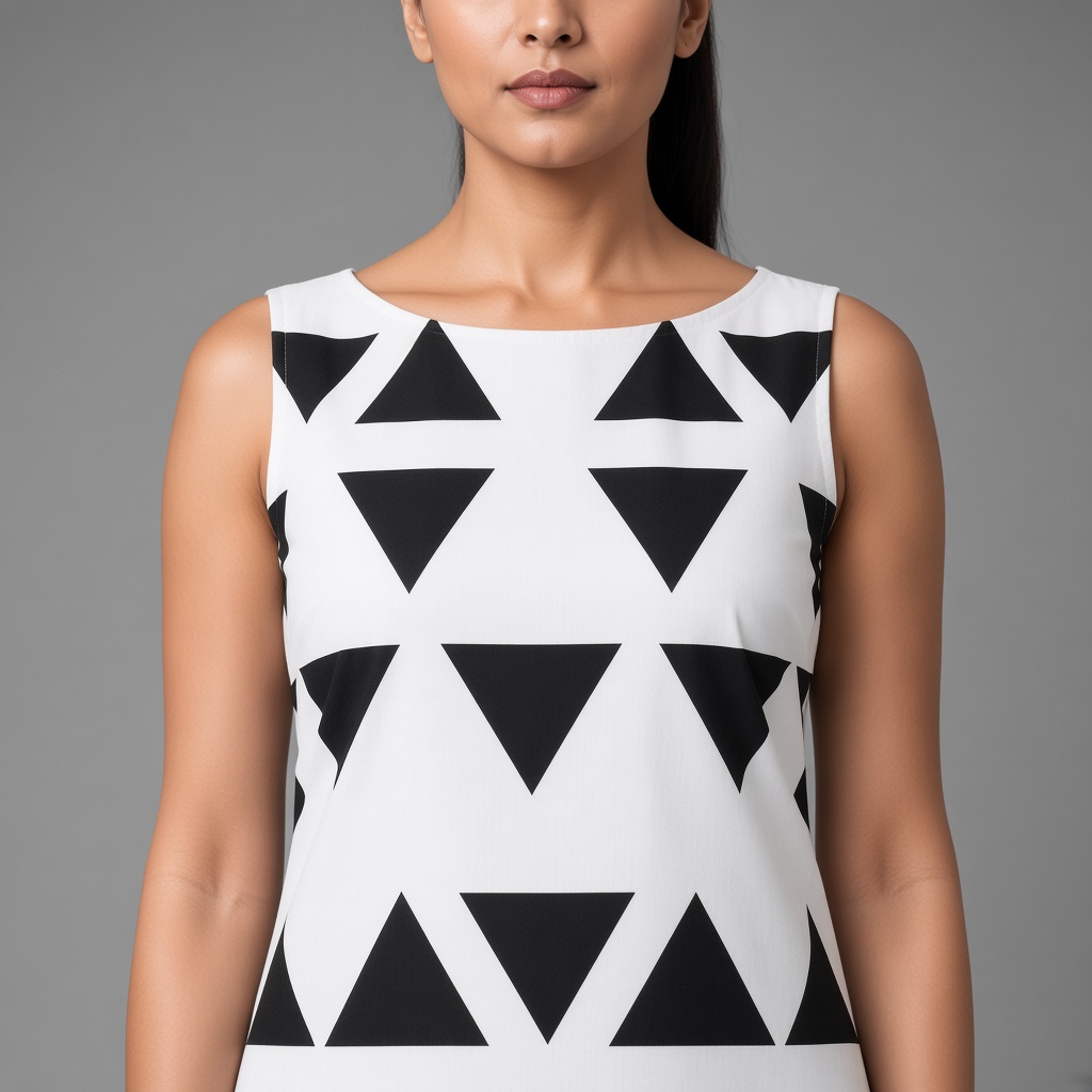 Short Geometric Boat-Neck Kurti