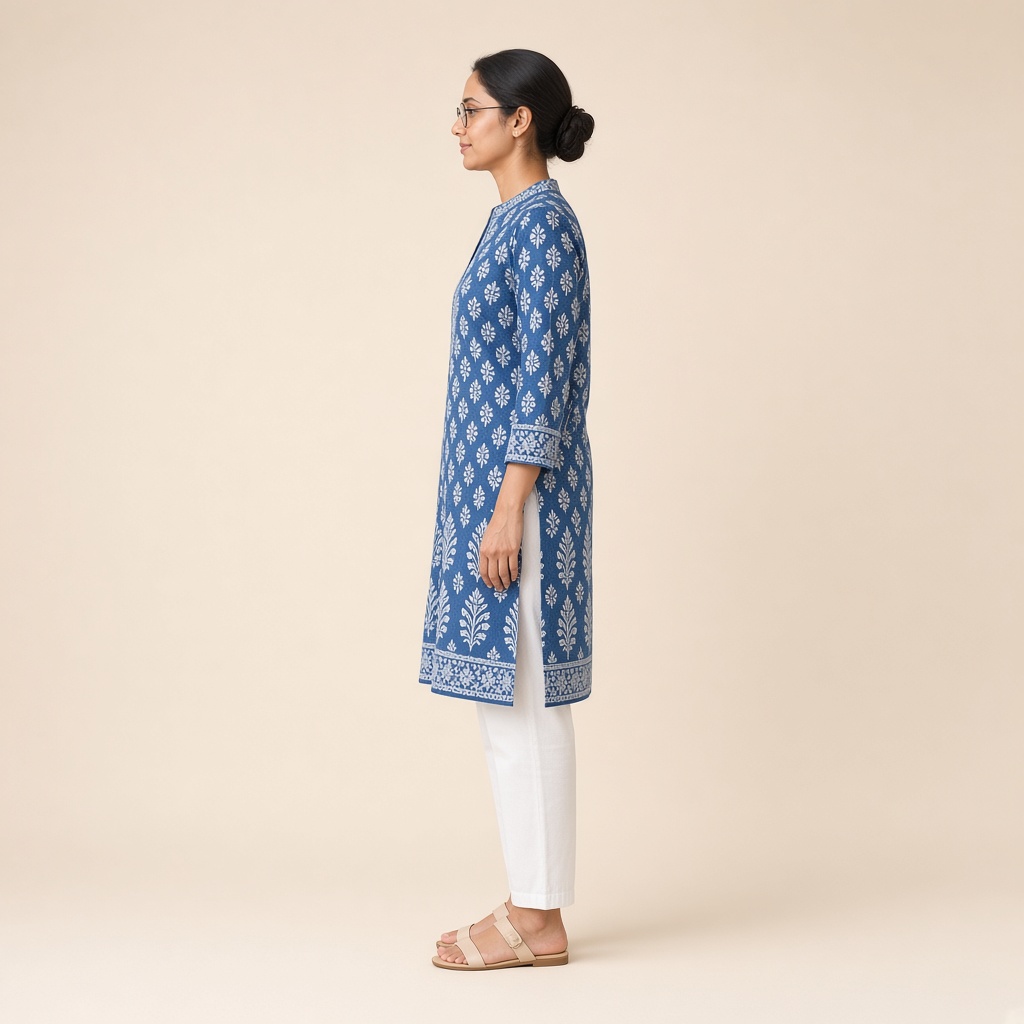 Straight Block-Print Cotton Kurti