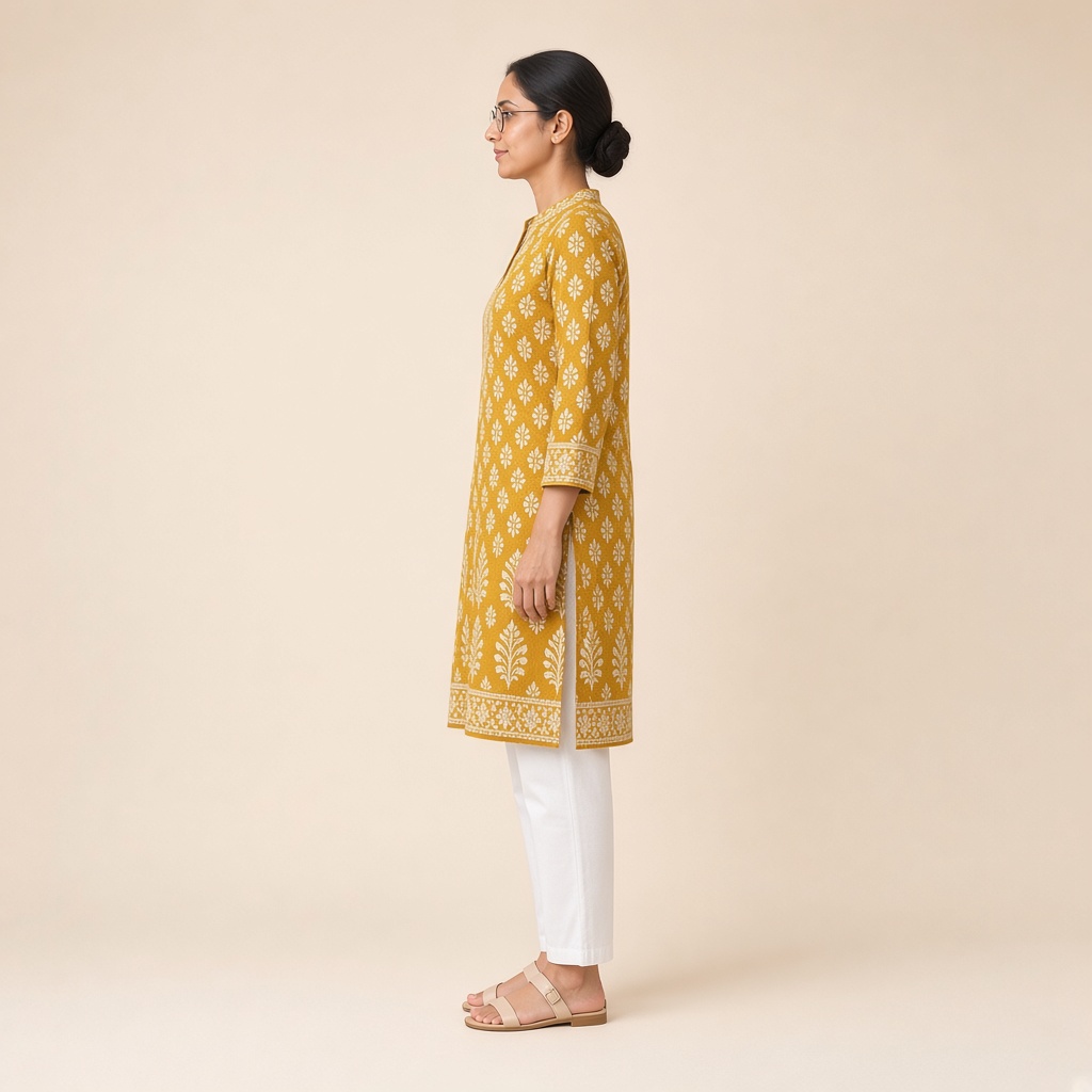 Straight Block-Print Cotton Kurti