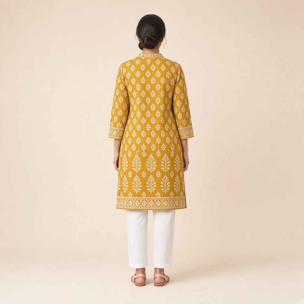 Straight Block-Print Cotton Kurti