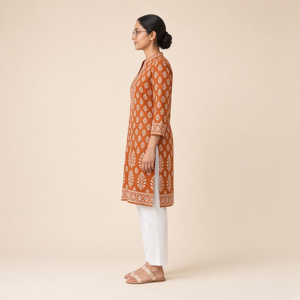 Straight Block-Print Cotton Kurti