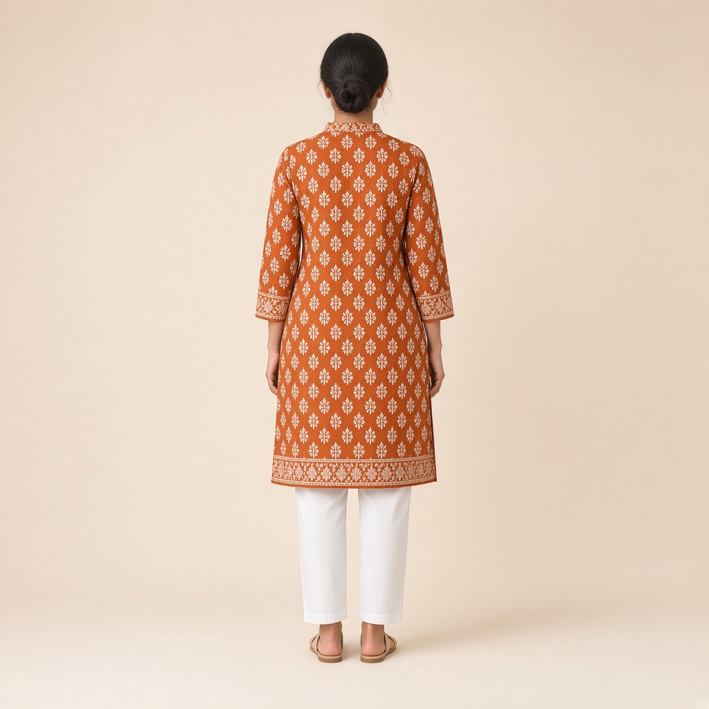 Straight Block-Print Cotton Kurti