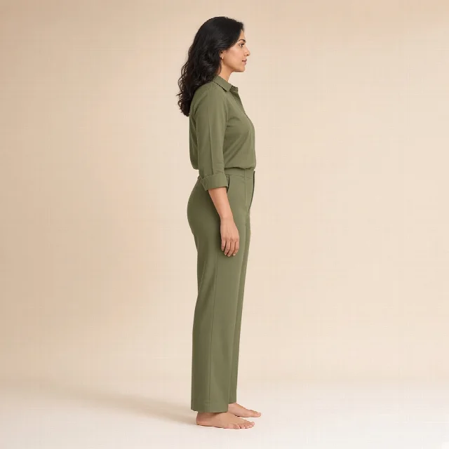 White Cotton Shirt and Straight Pants Co-ord Set