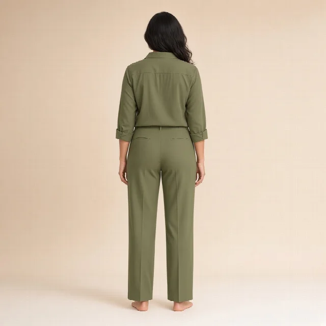 White Cotton Shirt and Straight Pants Co-ord Set