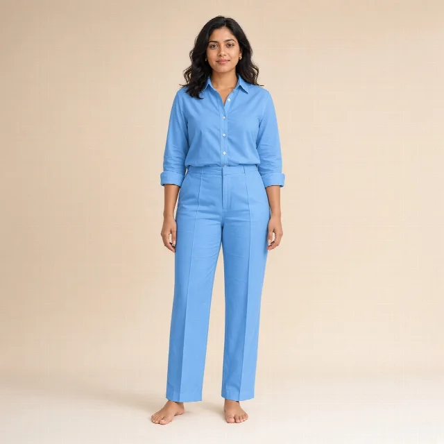 White Cotton Shirt and Straight Pants Co-ord Set thumbnail