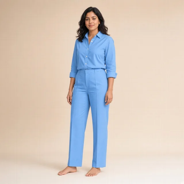 White Cotton Shirt and Straight Pants Co-ord Set thumbnail