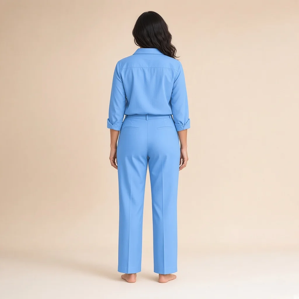 White Cotton Shirt and Straight Pants Co-ord Set