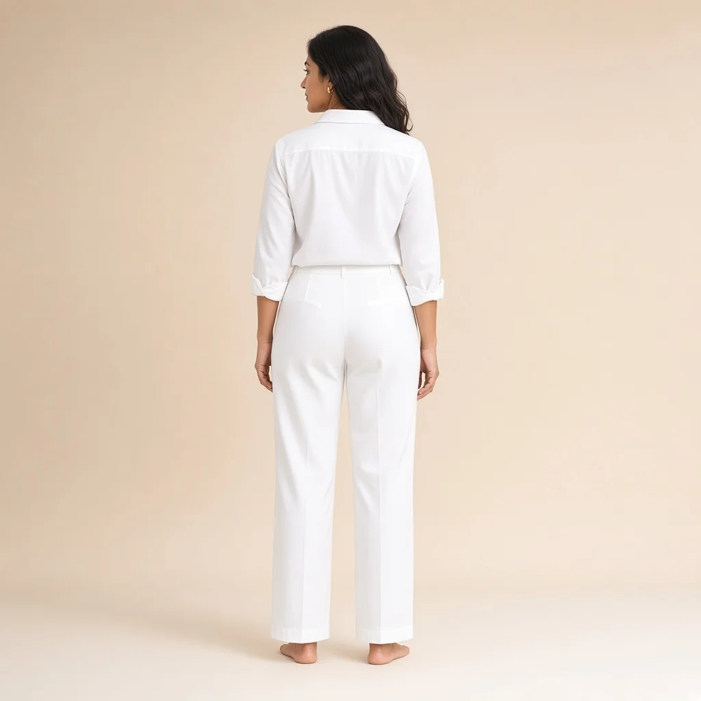 White Cotton Shirt and Straight Pants Co-ord Set