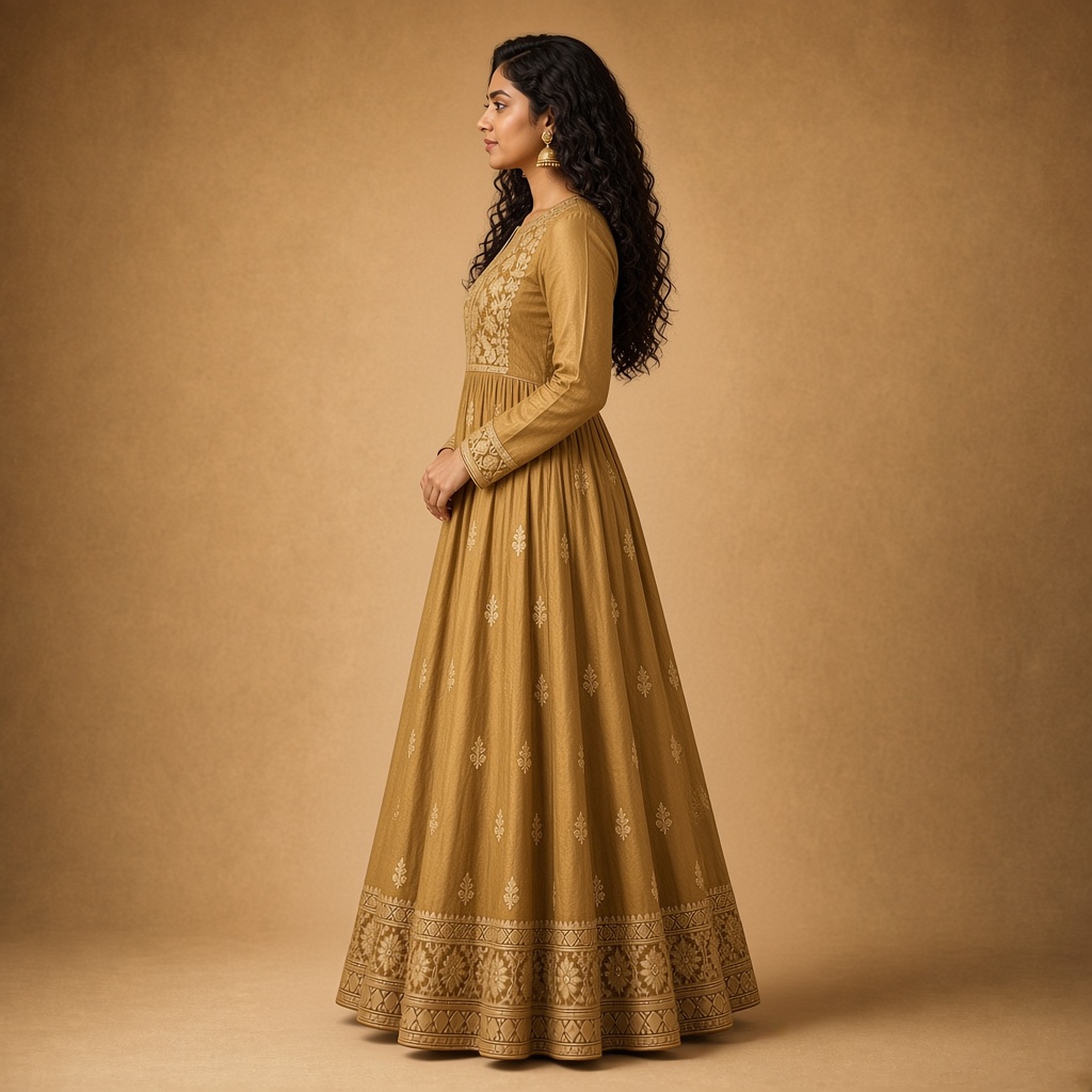 Wine Embroidered Anarkali Kurti