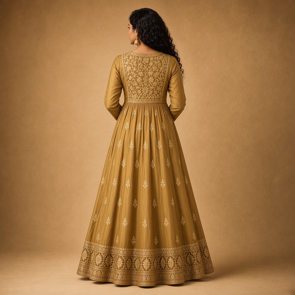 Wine Embroidered Anarkali Kurti