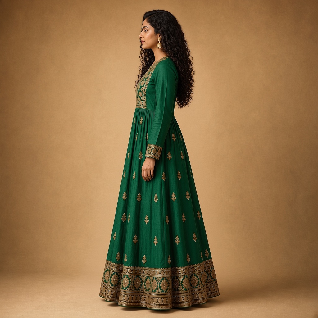 Wine Embroidered Anarkali Kurti